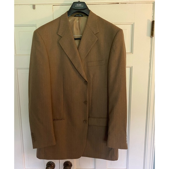 Louis Dell'Olio Italian Wool Blazer Sport Coat Jacket herringbone Camel 🐪48 XL - Picture 1 of 4